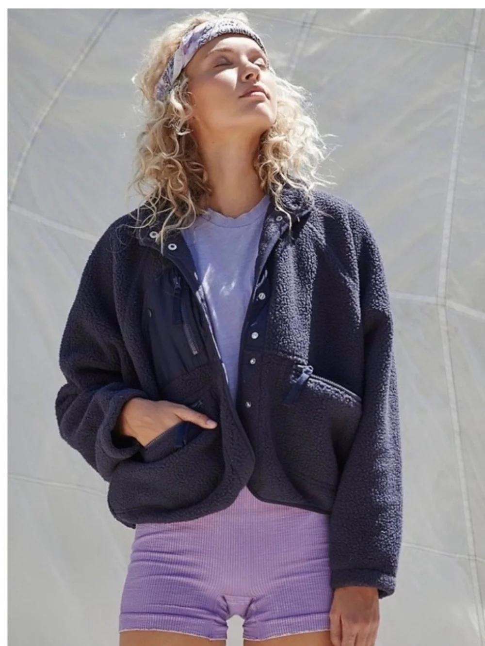 NWT Free People Hit The Slopes Jacket in Navy Blue Size XL